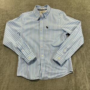 Abercrombie and Fitch Muscle Shirt Medium Blue & White Stripe Button Up Preppy
